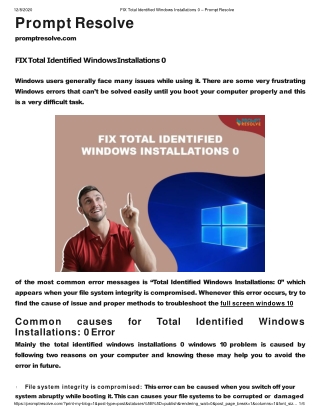 FIX Total Identified Windows Installations 0