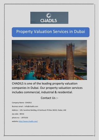 Property Valuation Services in Dubai