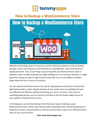 How to Backup a WooCommerce Store
