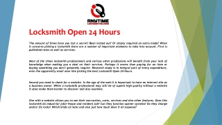 Locksmith Open 24 Hours