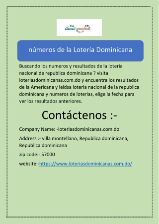 números de la Lotería Dominicana