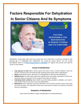 Responsible Factors of Symptoms of Dehydration in Elderly