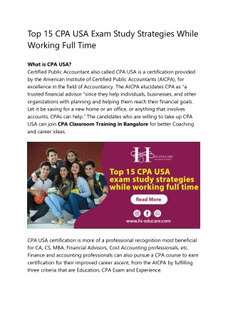 Top 15 CPA USA Exam Study Strategies While Working Full Time