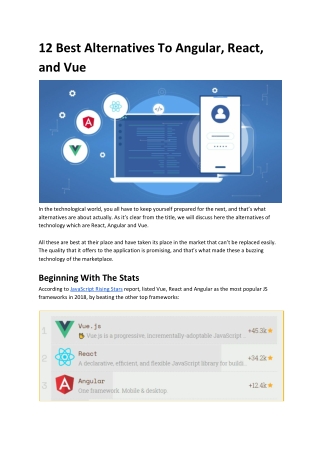 12 Alternatives To React, Angular and Vue