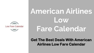 American Airlines Low Fare Calendar