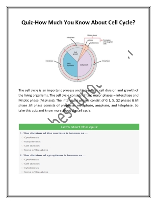 How Much You Know About Cell Cycle?