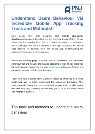 Understand Users Behaviour Via Incredible Mobile App Tracking Tools and Methods!!