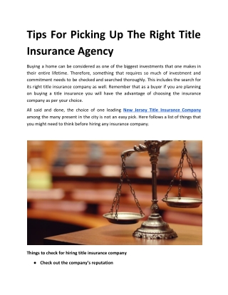 Tips For Picking Up The Right Title Insurance Agency