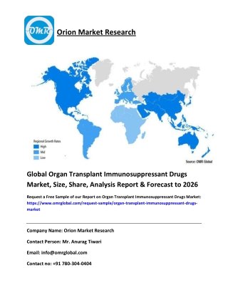 Global Organ Transplant Immunosuppressant Drugs Market Size, Share, Growth and Report to 2020-2026