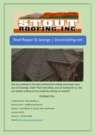 Roof Repair St George | Stoutroofing.net