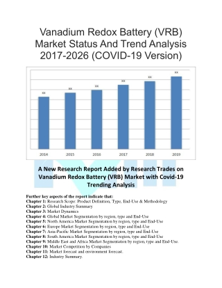 Vanadium Redox Battery (VRB) Market Status And Trend Analysis 2017-2026 (COVID-19 Version)