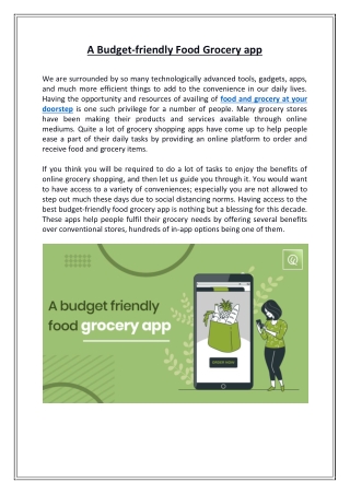 A budget-friendly food grocery app