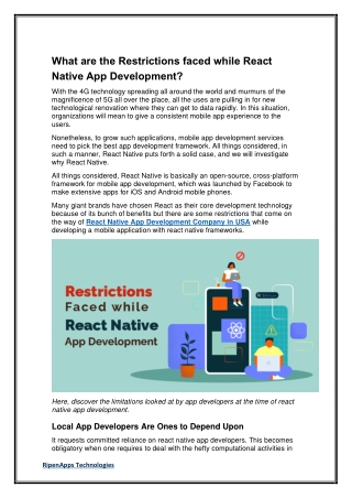 What are the Restrictions faced while React Native App Development