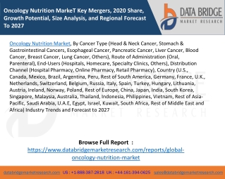 Oncology Nutrition MarkeT Key Mergers, 2020 Share, Growth Potential, Size Analysis, and Regional Forecast To 2027