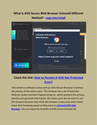 What is AVG Secure Web Browser Uninstall Different Method? - avg.com/retail
