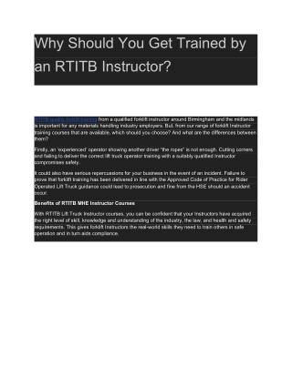 Why Should You Get Trained by an RTITB Instructor?