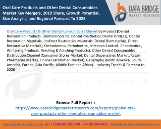 Oral Care Products and Other Dental Consumables Market Key Mergers, 2019 Share, Growth Potential, Size Analysis, and Reg