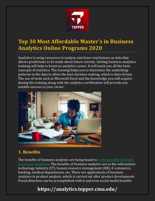 Top 30 Most Affordable Master’s in Business Analytics Online Programs 2020