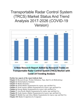 Transportable Radar Control System (TRCS) Market Status And Trend Analysis 2017-2026 (COVID-19 Version)