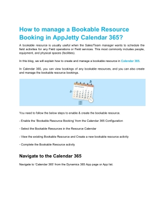 How to manage a Bookable Resource Booking in AppJetty Calendar 365?