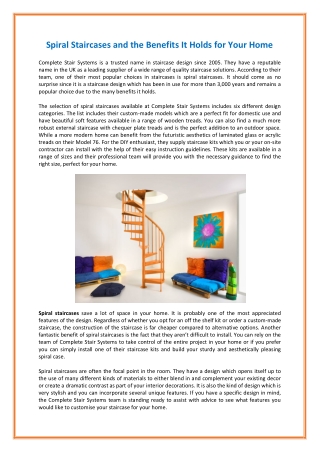 Spiral Staircases and the Benefits It Holds for Your Home