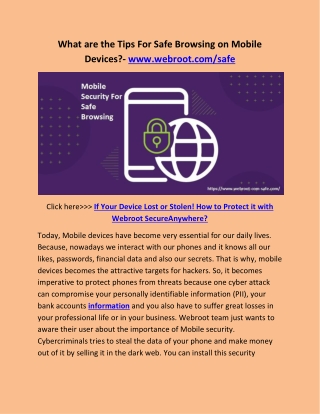 What are the Tips For Safe Browsing on Mobile Devices?- www.webroot.com/safe