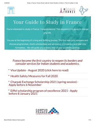 France Study Guide for Indian Students