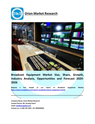 Broadcast Equipment Market Research and Forecast 2020-2026