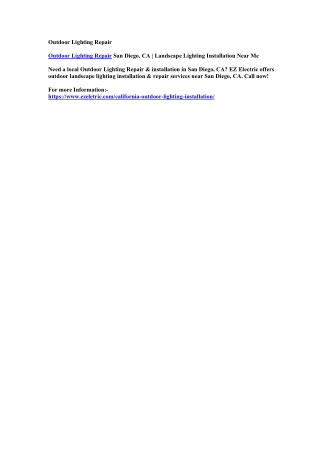 Outdoor Lighting Repair San Diego, CA | Landscape Lighting Installation Near Me