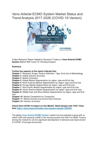 Veno-Arterial ECMO System Market Status and Trend Analysis 2017-2026