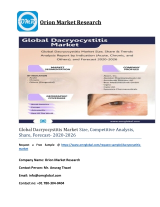 Global Dacryocystitis Market Size, Competitive Analysis, Share, Forecast- 2020-2026