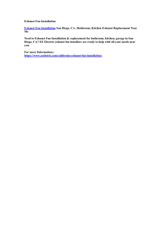 Exhaust Fan Installation San Diego, CA | Bathroom, Kitchen Exhaust Replacement Near Me