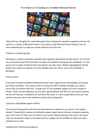 FiveActionstoCreatinganincredibleMinecraftServer