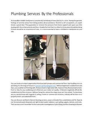 Plumbing Services By the Professionals