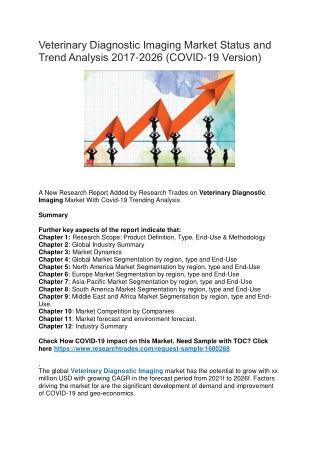 Veterinary Diagnostic Imaging Market Status and Trend Analysis 2017-2026