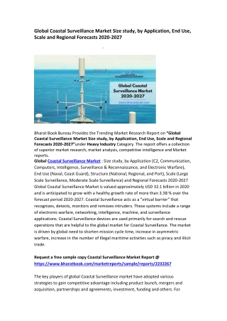 Global Coastal Surveillance Market Size study, by Application, End Use, Scale and Regional Forecasts 2020-2027