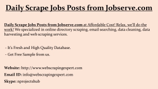 Daily Scrape Jobs Posts from Jobserve.com