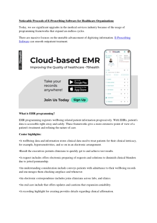 Noticeable Gains of E-Prescribing Software for Healthcare Organizations