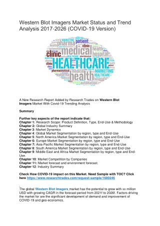 Western Blot Imagers Market Status and Trend Analysis 2017-2026