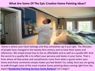 Residential Painting Services Santa Barbara | What Are Some Of The Epic Creative Home Painting Ideas?