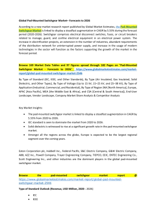 Pad-Mounted Switchgear Market Size & Growth