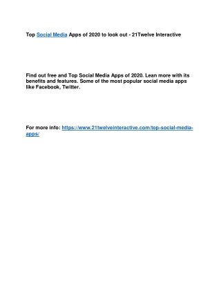 Top Social Media Apps of 2020 to look out - 21Twelve Interactive