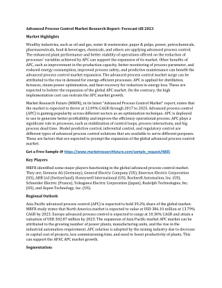 Advanced Process Control Market Research Report- Forecast till 2023