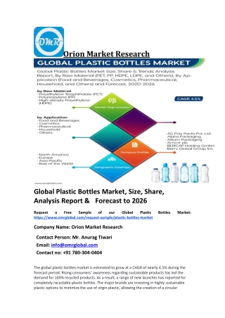 Global Plastic Bottles MarketTrends, Size, Competitive Analysis and Forecast 2020-2026