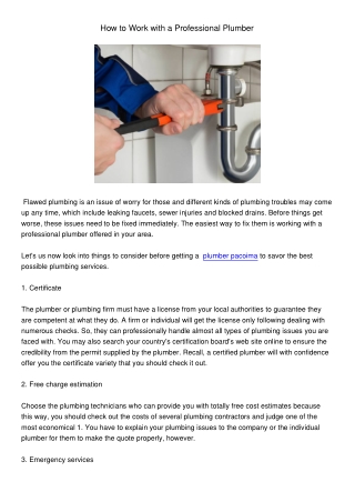 HowtoWorkwithaProfessionalPlumber
