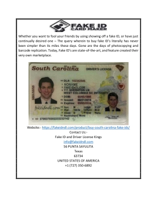 Fake ID South Carolina  | Fakeidndl.com