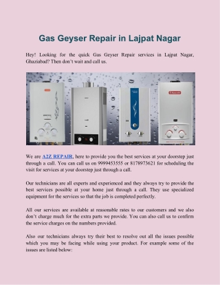 Best Gas Geyser Repair in Lajpat Nagar