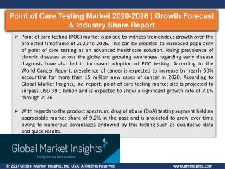 Point of Care Testing Market Trends Information and Competitive Landscape Scenario to 2026