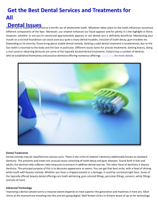 Get the Best Dental Services and Treatments for All Dental Issues