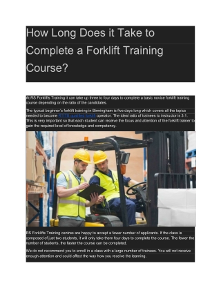 How Long Does it Take to Complete a Forklift Training Course?